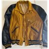 Image 1 : 938 – 1950’s Vintage Varsity Jacket wool and leather size medium
