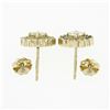 Image 5 : New 14k Yellow Gold 1.33 ctw Diamond Emerald Halo Milgrain Flower Cluster Earrin