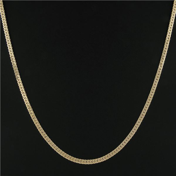 Elegant Yellow Gold 20" 4.3mm Polished Flat Cuban Curb Link Chain Necklace