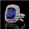 Image 2 : 6.27 ctw Tanzanite and 1.41 ctw Diamond Platinum Ring