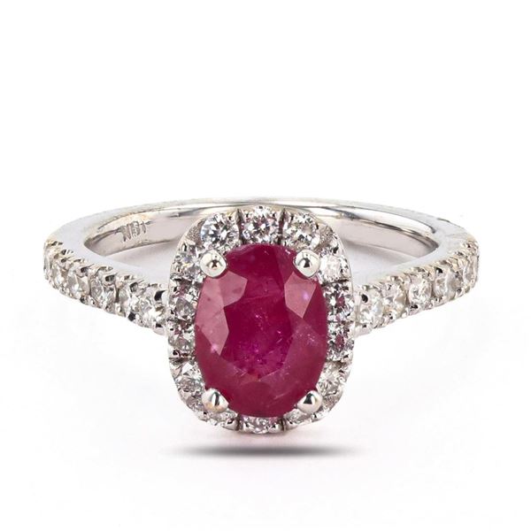 1.86 ctw MADAGASCAR Ruby and 0.70 ctw Diamond 18K White Gold Ring (GIA CERTIFIED