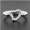 Image 2 : Tiffany & Co. Elsa Peretti Platinum Polished Open Heart Band Ring w/ Diamonds