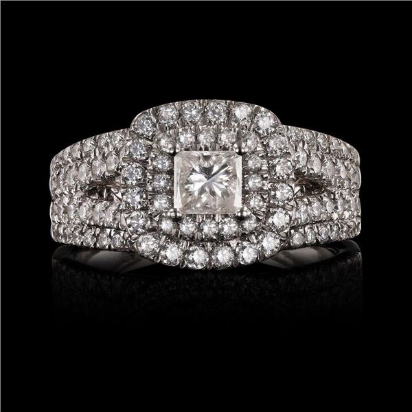 0.46 ctw SI3 CLARITY F COLOR CENTER Diamond Platinum Ring (1.53 ctw Diamonds) EG