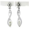 Image 1 : Vintage 14k White Gold 4 ctw Marquise Diamond Long Infinity Drop Dangle Earrings