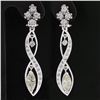 Image 4 : Vintage 14k White Gold 4 ctw Marquise Diamond Long Infinity Drop Dangle Earrings