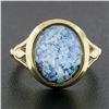 Image 6 : 10K Yellow Gold Bezel Oval Triplet Opal on Black Onyx Domed Solitaire Band Ring
