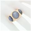 Image 3 : Men's Vintage Bold 14k Rose Gold 34.25 ctw Bezel Oval Star Sapphire 3 Stone Ring