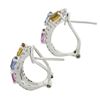 Image 4 : Solid 14k White Gold 3.10 ctw Multi Color Sapphire & Diamond Omega Cuff Earrings