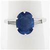 Image 2 : Vintage 14K Gold Burma No Heat 4.56 ctw GIA Oval Blue Sapphire & Diamond Ring