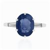 Image 5 : Vintage 14K Gold Burma No Heat 4.56 ctw GIA Oval Blue Sapphire & Diamond Ring