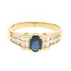 Image 1 : 18k Yellow Gold .94 ctw Solitaire Oval Sapphire w/ Baguette & Round Diamond Ring