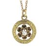 Image 5 : Antique 14k Gold 0.03 ctw Buttercup Diamond Circle Scroll Pendant w/ 18" Chain