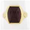 Image 1 : Men's 14k Gold Cabochon Custom Cut Red Stone Bezel Solitaire Cocktail Ring