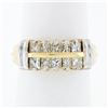 Image 1 : Modern 14k TT Gold 1.10 ctw Princess Cut Diamond 7.40mm Wide Dual Row Band Ring