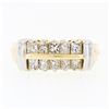 Image 4 : Modern 14k TT Gold 1.10 ctw Princess Cut Diamond 7.40mm Wide Dual Row Band Ring