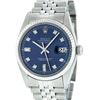 Image 1 : Rolex Mens Stainless Blue Diamond Dial Fluted Bezel 36MM Datejust Wristwatch