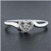 Image 2 : Solid 14K White Gold Polished Open Heart Band Ring w/ 0.25 ctw Pave Set Diamonds