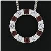 Image 3 : 14k White Gold 1.01 ctw Alternating Channel Ruby & Diamond Circle Pendant Chain