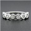 Image 2 : New Platinum 0.52 ctw Round Burnish Set Diamond Stackable Hexagon Shape Band Rin