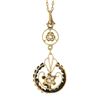 Image 6 : Antique Gold 0.14 ctw Diamond Open Work Floral Drop Dangle Lavalier Pendant