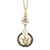 Image 7 : Antique Gold 0.14 ctw Diamond Open Work Floral Drop Dangle Lavalier Pendant