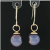 Image 4 : Classic 14k Yellow Gold 8.3mm Round Gray Tahitian Pearl Dangle Hook Earrings