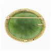 Image 3 : Vintage 14k Gold Oval Cabochon Jade Seed Pearl Twisted Wire Frame Brooch Pendant