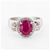 Image 1 : 3.13 ctw Ruby and 0.37 ctw Diamond Platinum Ring