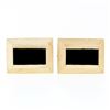 Image 1 : Large Vintage 14k Yellow Gold Flat Rectangular Black Onyx Florentine Cuff Links