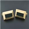 Image 6 : Large Vintage 14k Yellow Gold Flat Rectangular Black Onyx Florentine Cuff Links