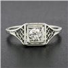 Image 2 : Antique Art Deco Belais 18K Gold Old European Diamond Squared Filigree Work Ring