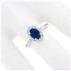 Image 4 : NEW 14K Gold 1.58 ctw GIA NO HEAT Oval Prong Sapphire Diamond Halo Engagement Ri