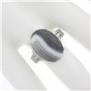 Image 3 : New 14k White Gold 18.2x13mm Oval Cabochon Prong Set Gray Agate Solitaire Ring