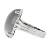 Image 6 : New 14k White Gold 18.2x13mm Oval Cabochon Prong Set Gray Agate Solitaire Ring