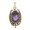 Image 1 : Vintage Victorian Revival 14k Yellow Gold Oval Cut Amethyst Bead Charm Pendant