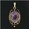 Image 3 : Vintage Victorian Revival 14k Yellow Gold Oval Cut Amethyst Bead Charm Pendant