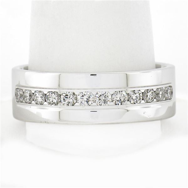 Men's 14K White Gold 0.60 ctw Round Brilliant Cut Channel Set Diamond Band Ring