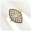 Image 3 : Vintage 14k Yellow Gold 1.12 ctw Round Diamond Black Enamel Navette Marquise Rin