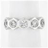 Image 1 : New Platinum 1.32 ctw Round Burnish Set Diamond Stackable Hexagon Shape Band Rin