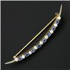 Image 3 : Antique Victorian 14K Yellow Gold Round Sapphire Seed Pearl Crescent Pin Brooch