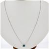 Image 1 : New 14K White Gold Rectangular Cut Prong Blue Zircon Solitaire Pendant & Chain