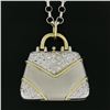 Image 6 : 14K TT Gold 1.25 ctw Diamond Functional Purse Charm Pendant w/ 25" Rolo Chain