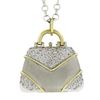 Image 7 : 14K TT Gold 1.25 ctw Diamond Functional Purse Charm Pendant w/ 25" Rolo Chain