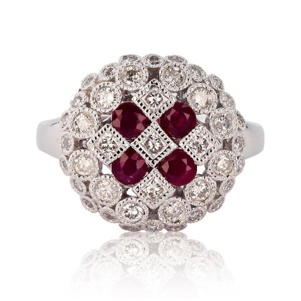 0.66 ctw Ruby and 0.70 ctw Diamond Platinum Ring