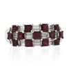 Image 4 : 18K White Gold 2.65 ctw Square Ruby & Baguette Diamond Checkerboard Cocktail Rin