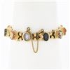 Image 2 : Vintage 14K Gold 6.25" Hardstone Cameo Polished Multi Shape Slide Charm Bracelet