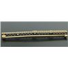 Image 4 : Antique Two Tone 14k Gold Diamond & Synthetic Sapphire Open Filigree Bar Pin