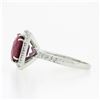 Image 8 : 14k White Gold 5.6 ctw GIA Cushion Rubellite Tourmaline Diamond Halo Cocktail Ri