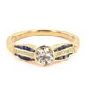 Image 2 : 0.51 ctw K COLOR SI2 CLARITY CENTER Diamond and 0.41 ctw Blue Sapphire 14K Yello