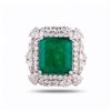 Image 1 : 9.48 ctw Emerald and 1.77 ctw Diamond Platinum Ring